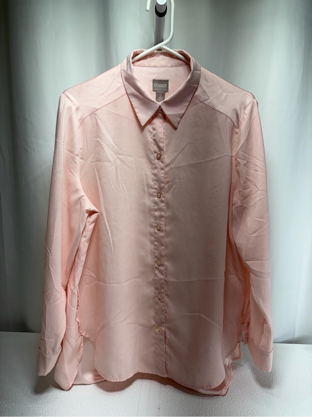 Chico's Soft Blush Long-Sleeve Button Down Shirt 4558